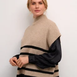 Cream Pullunder CRStari Knit Slipover beige Clearance