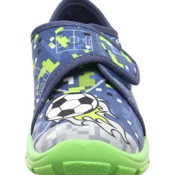 Fischer Markenschuh Hausschuh Fußball blau Clearance