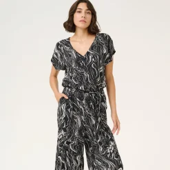 Kaffe Jumpsuit KAmira Plain Weave schwarz