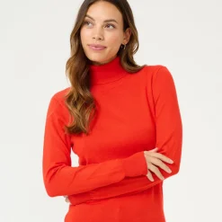 Kaffe Pullover Astrid Roll Neck rot Discount