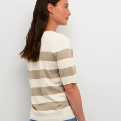 Kaffe Pullover KAlizza Striped Knit beige Clearance