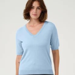 Kaffe Pullover KAlizza V-Neck blau Discount