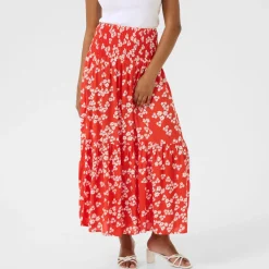 Kaffe Rock KAmaxi Smock Skirt rot Hot